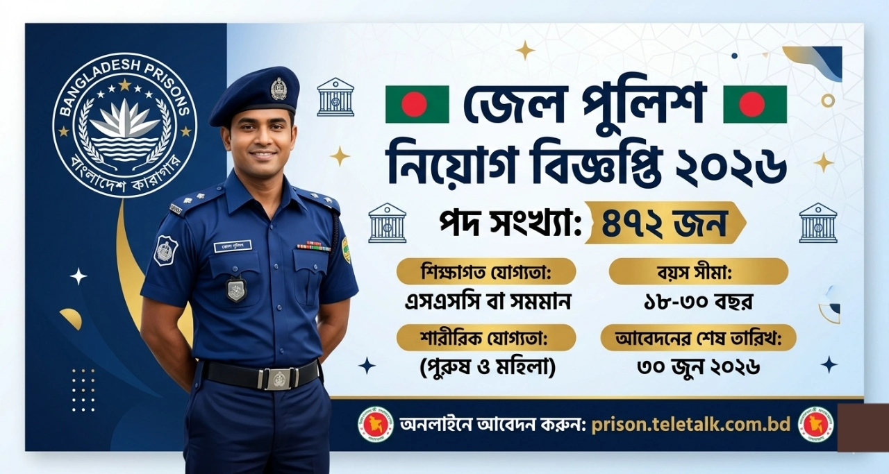 জেল পুলিশ নিয়োগ বিজ্ঞপ্তি ২০২৬: ১লা এপ্রিল প্রকাশিত অফিসিয়াল সার্কুলার