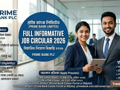 প্রাইম ব্যাংক লিমিটেড (Prime Bank PLC) নিয়োগ বিজ্ঞপ্তি ২০২৬: ক্যারিয়ার গড়ার সুবর্ণ সুযোগ