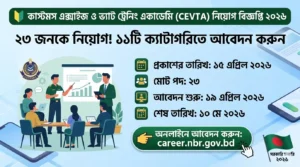 কাস্টমস এক্সাইজ ও ভ্যাট ট্রেনিং একাডেমি (CEVTA) নিয়োগ বিজ্ঞপ্তি ২০২৬ – ২৩ জনকে নিয়োগ দেবে