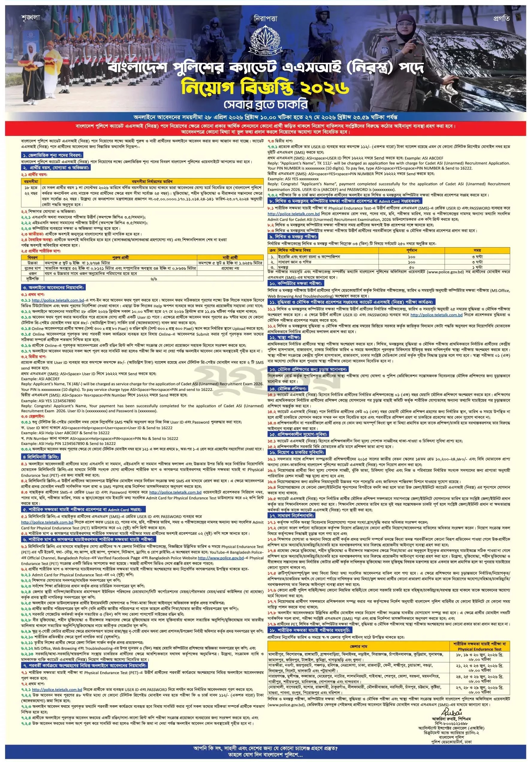 Bangladesh Police ASI Job Circular