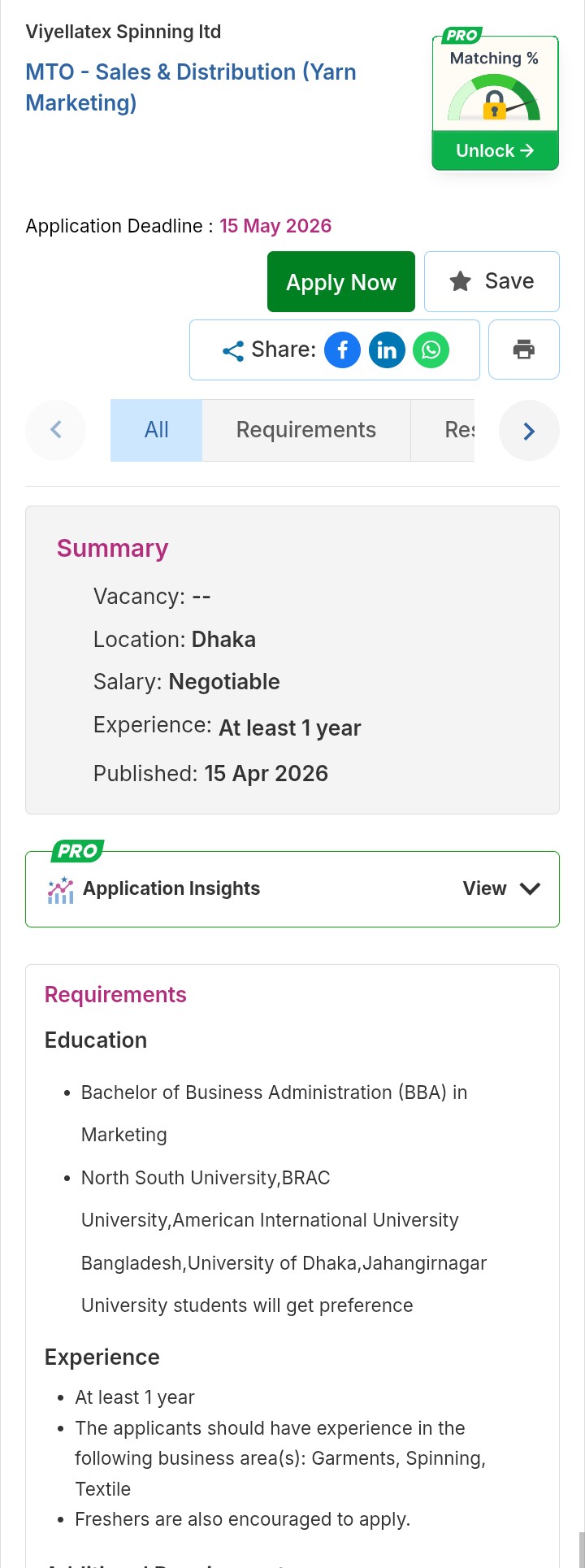 Viyellatex Spinning ltd job circular